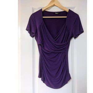 Purple Short-Sleeve Wrap Shirt